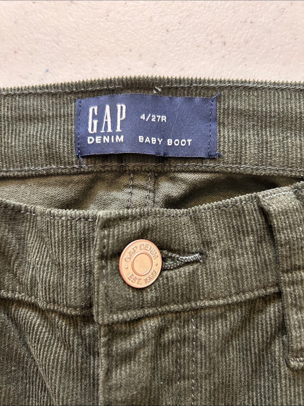 GAP Olive Green Corduroy Flared Pants - Picture 7 of 8